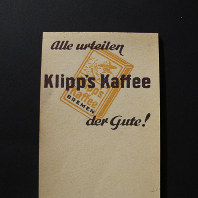 Rechnungsblock: Klipps Kaffee, der Gute "30er - 50er Jahre"